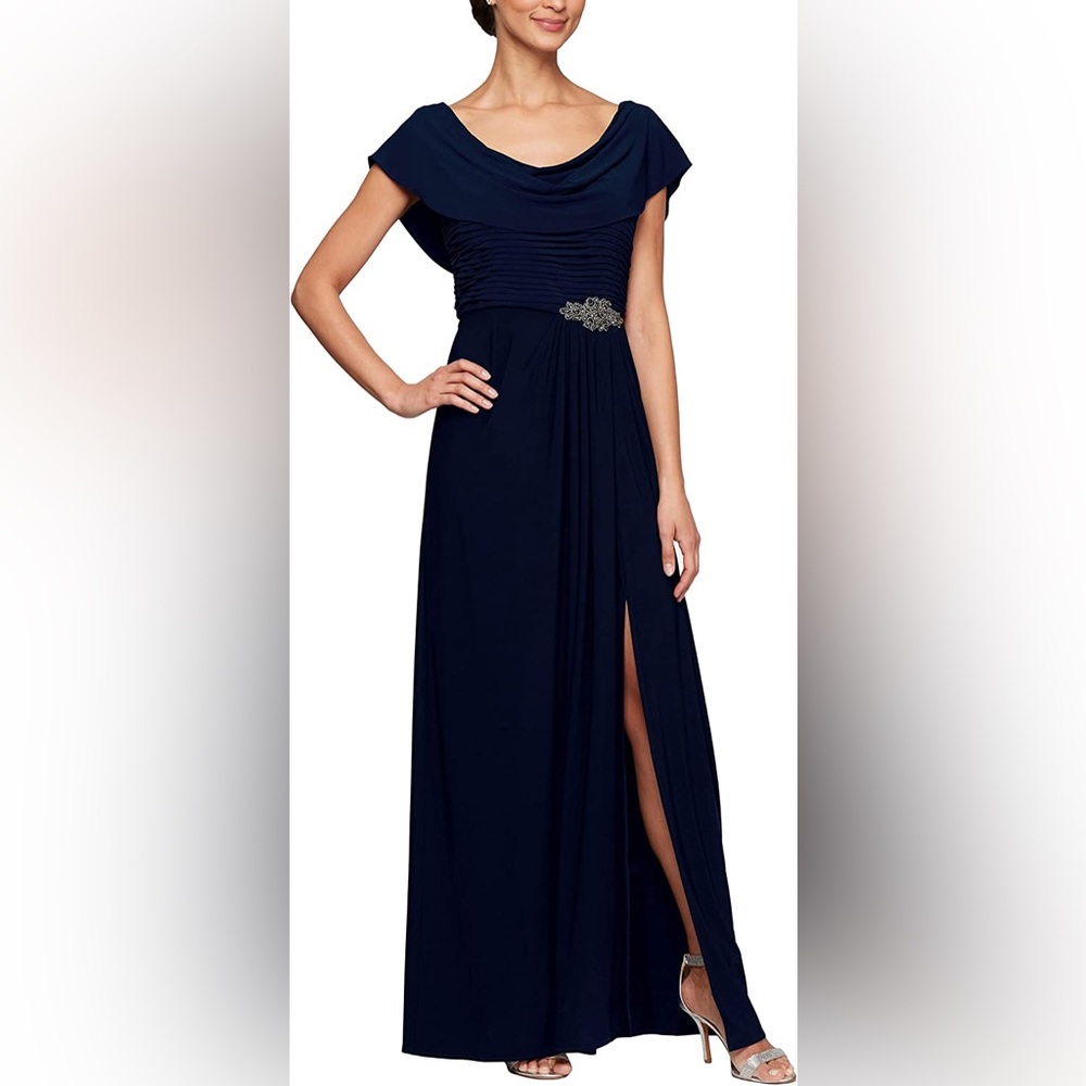 Cowl Neck A-Line Evening Dress - Picture 11 of 11